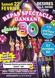 22 février - Repas spectacle dansant spécial années 80.